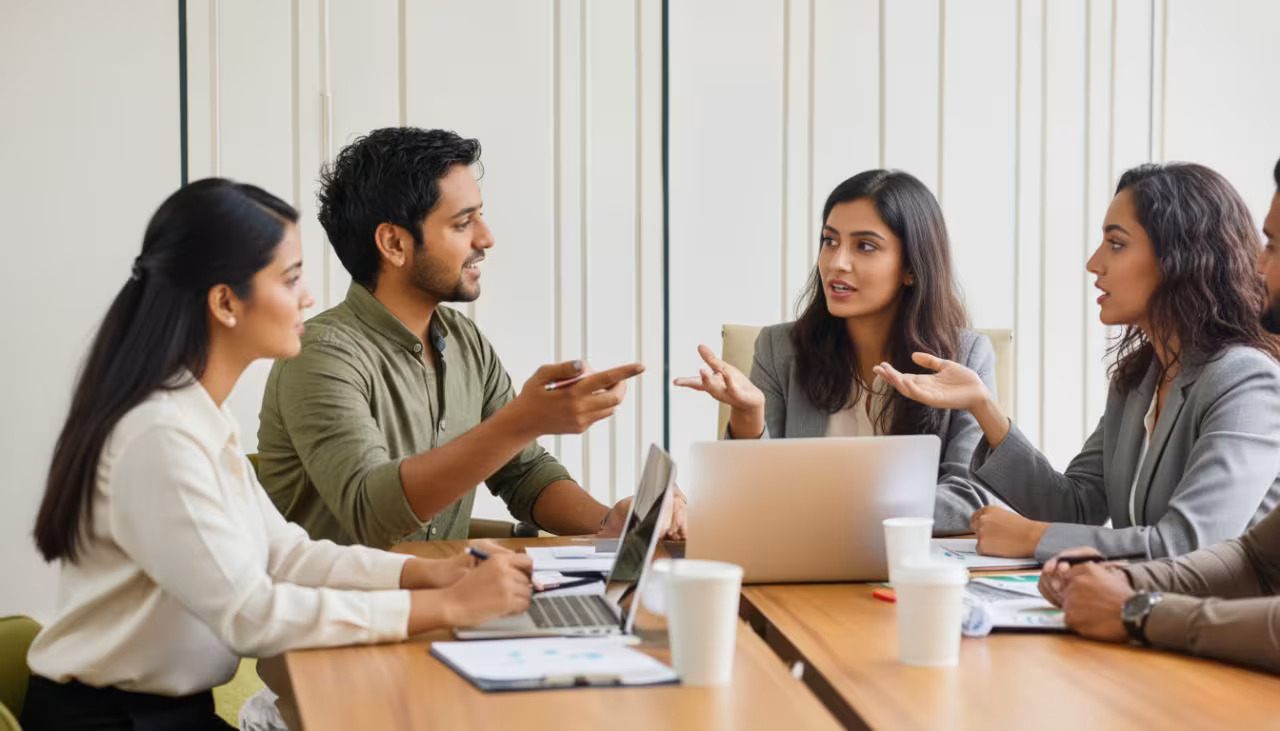 A team of people working